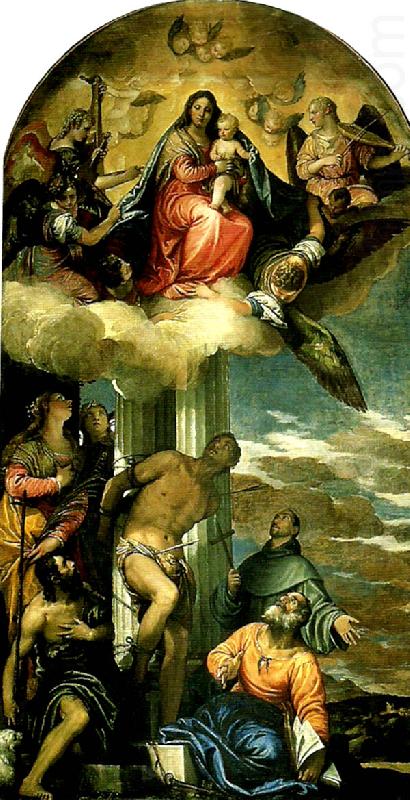 virgin and child appear to ss, Paolo  Veronese